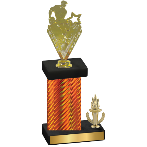 Accented Single Orange Carbon Fiber Victory Rugby Trophy