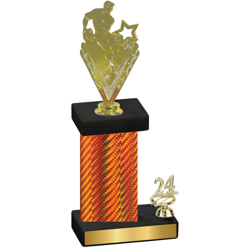 Accented Single Orange Carbon Fiber Year Rugby Trophy