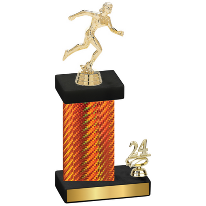 Accented Single Orange Carbon Fiber Year Running Trophy