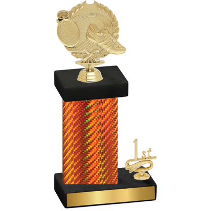 Accented Single Orange Carbon Fiber First Place Running Trophy