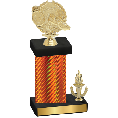 Accented Single Orange Carbon Fiber Victory Running Trophy