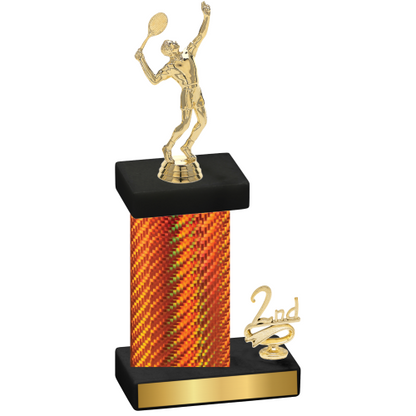 Accented Single Orange Carbon Fiber Second Place Tennis Trophy