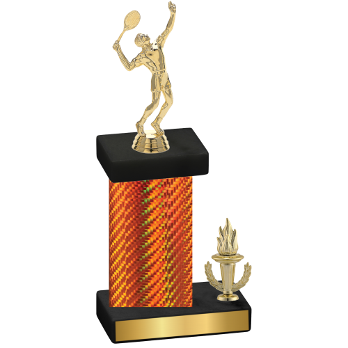 Accented Single Orange Carbon Fiber Victory Tennis Trophy