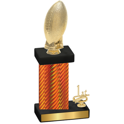 Accented Single Orange Carbon Fiber First Place Football Trophy