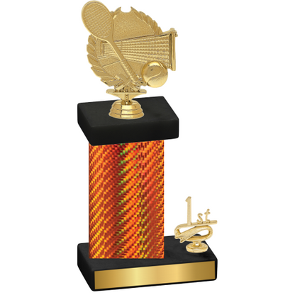 Accented Single Orange Carbon Fiber First Place Tennis Trophy