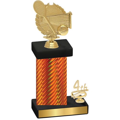 Accented Single Orange Carbon Fiber Fourth Place Tennis Trophy