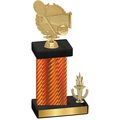 Accented Single Orange Carbon Fiber Victory Tennis Trophy