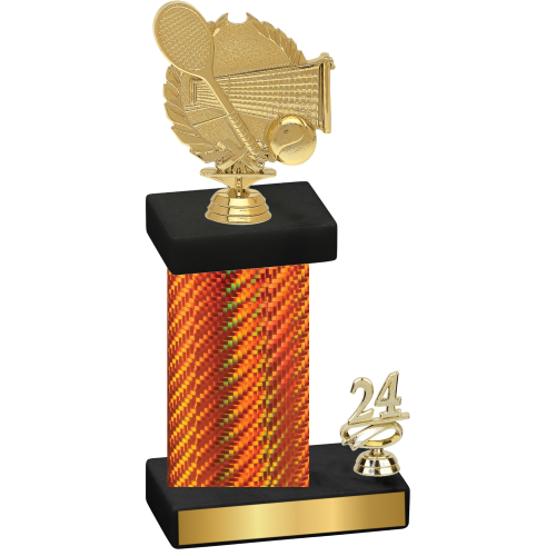 Accented Single Orange Carbon Fiber Year Tennis Trophy