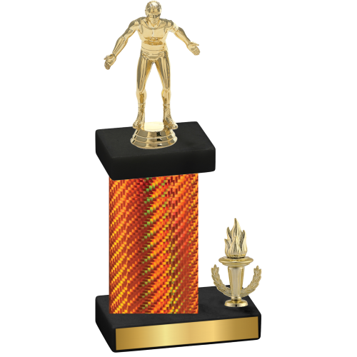 Accented Single Orange Carbon Fiber Victory Wrestling Trophy