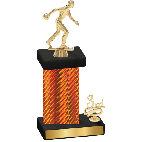 Accented Single Orange Carbon Fiber Third Place Bowling Trophy