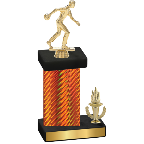 Accented Single Orange Carbon Fiber Victory Bowling Trophy