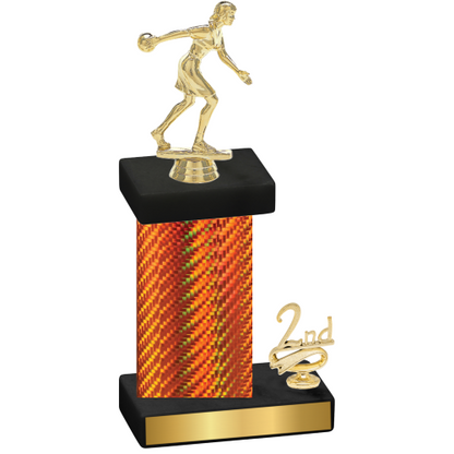 Accented Single Orange Carbon Fiber Second Place Bowling Trophy