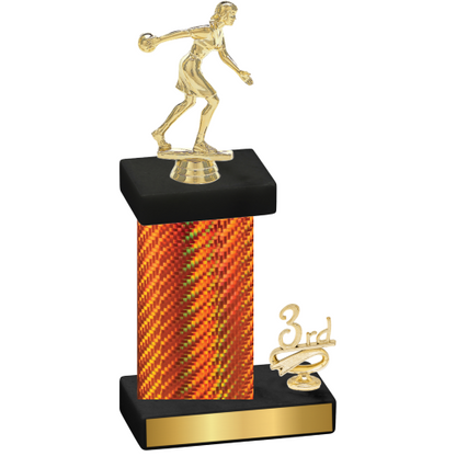 Accented Single Orange Carbon Fiber Third Place Bowling Trophy