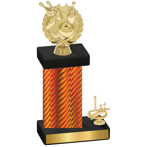 Accented Single Orange Carbon Fiber First Place Bowling Trophy