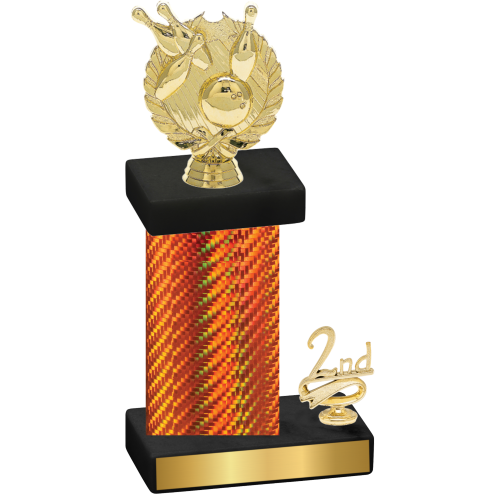 Accented Single Orange Carbon Fiber Second Place Bowling Trophy