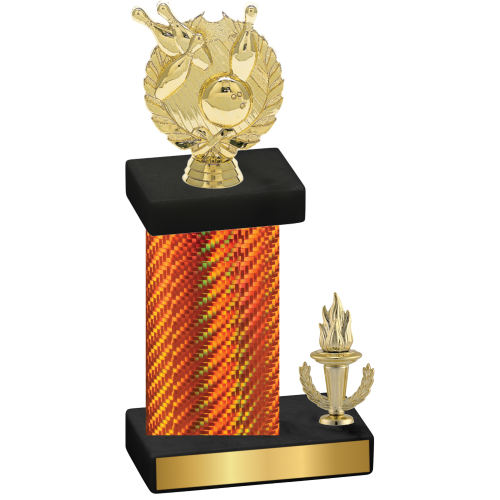 Accented Single Orange Carbon Fiber Victory Bowling Trophy