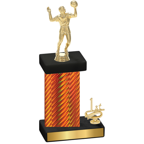 Accented Single Orange Carbon Fiber First Place Volleyball Trophy