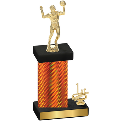 Accented Single Orange Carbon Fiber First Place Volleyball Trophy