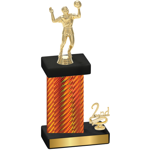 Accented Single Orange Carbon Fiber Second Place Volleyball Trophy