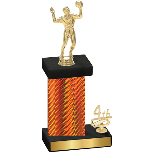 Accented Single Orange Carbon Fiber Fourth Place Volleyball Trophy