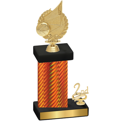 Accented Single Orange Carbon Fiber Second Place Volleyball Trophy