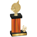 Accented Single Orange Carbon Fiber Fourth Place Volleyball Trophy