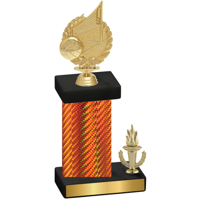 Accented Single Orange Carbon Fiber Victory Volleyball Trophy