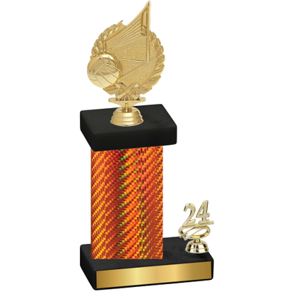 Accented Single Orange Carbon Fiber Year Volleyball Trophy