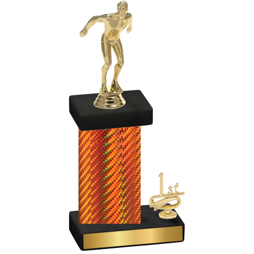 Accented Single Orange Carbon Fiber First Place Swimming Trophy