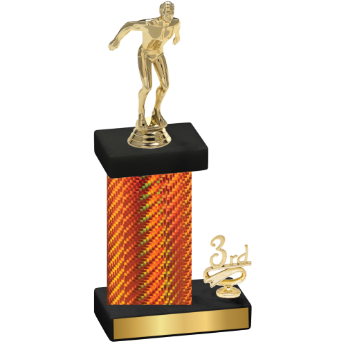 Accented Single Orange Carbon Fiber Third Place Swimming Trophy