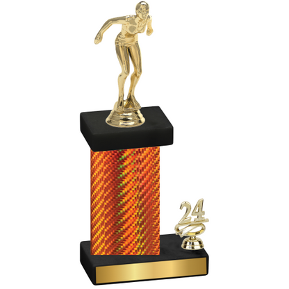 Accented Single Orange Carbon Fiber Year Tennis Trophy