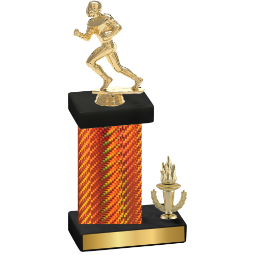 Accented Single Orange Carbon Fiber Victory Football Trophy