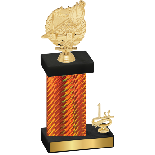 Accented Single Orange Carbon Fiber First Place Swimming Trophy