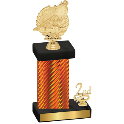 Accented Single Orange Carbon Fiber Second Place Swimming Trophy