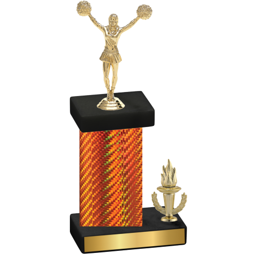 Accented Single Orange Carbon Fiber Victory Cheerleading Trophy