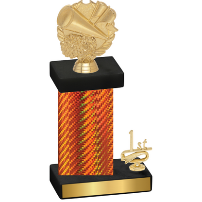 Accented Single Orange Carbon Fiber First Place Cheerleading Trophy