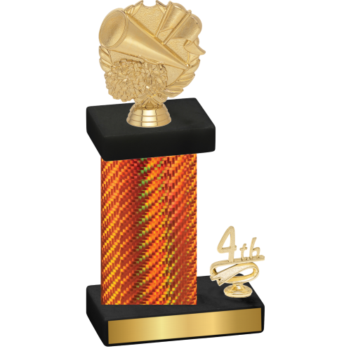 Accented Single Orange Carbon Fiber Fourth Place Cheerleading Trophy