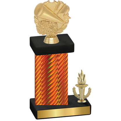 Accented Single Orange Carbon Fiber Victory Cheerleading Trophy