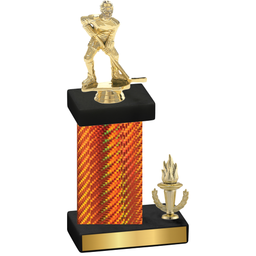 Accented Single Orange Carbon Fiber Victory Hockey Trophy