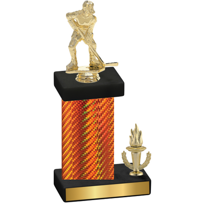 Accented Single Orange Carbon Fiber Victory Hockey Trophy