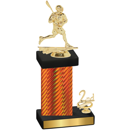 Accented Single Orange Carbon Fiber Second Place Lacrosse Trophy