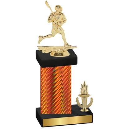 Accented Single Orange Carbon Fiber Victory Lacrosse Trophy