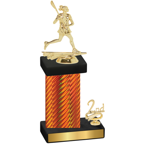 Accented Single Orange Carbon Fiber Second Place Lacrosse Trophy