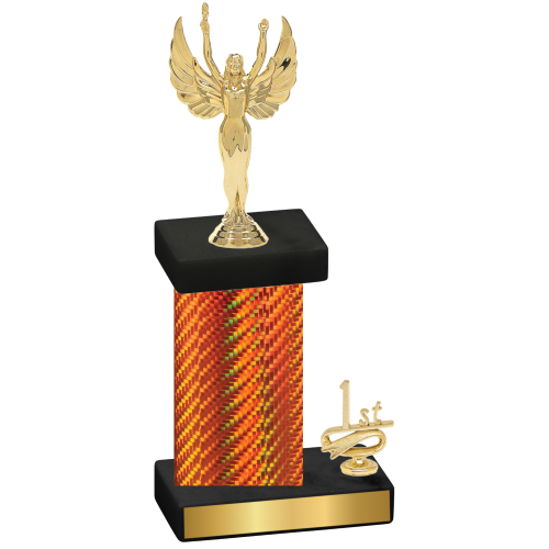 Accented Single Orange Carbon Fiber First Place Victory Trophy