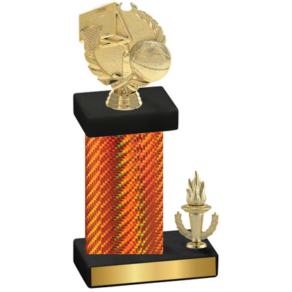 Accented Single Orange Carbon Fiber Victory Basketball Trophy