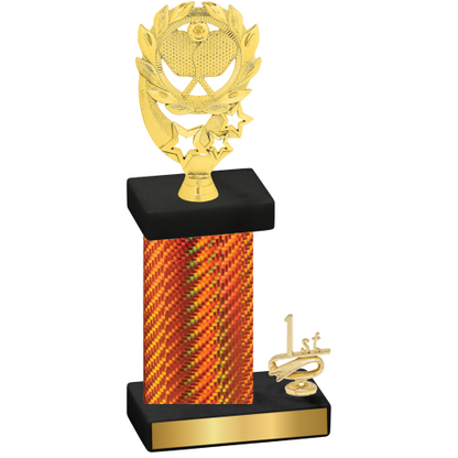 Accented Single Orange Carbon Fiber First Place Pickleball Trophy