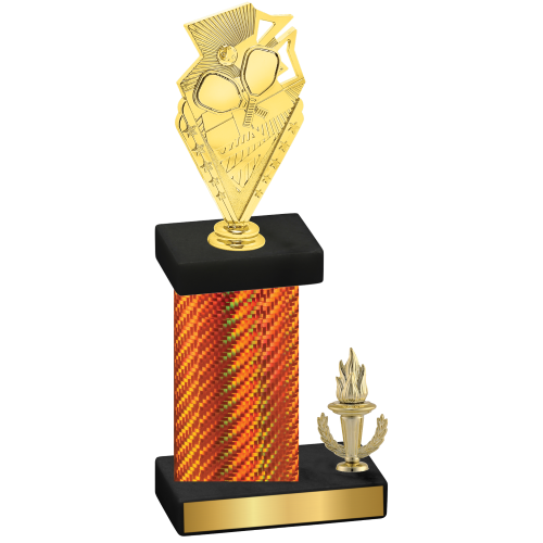 Accented Single Orange Carbon Fiber Victory Pickleball Trophy