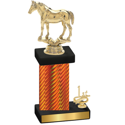 Accented Single Orange Carbon Fiber First Place Horses Trophy