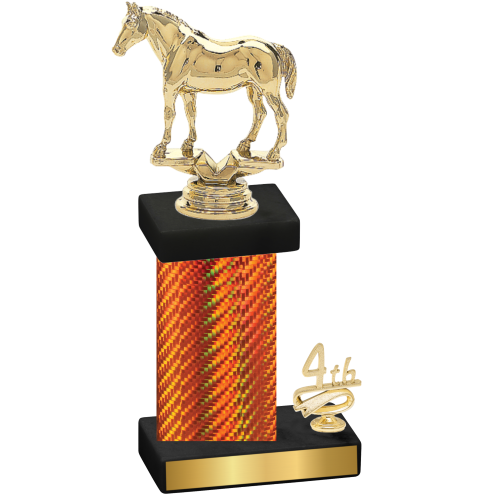 Accented Single Orange Carbon Fiber Fourth Place Horses Trophy