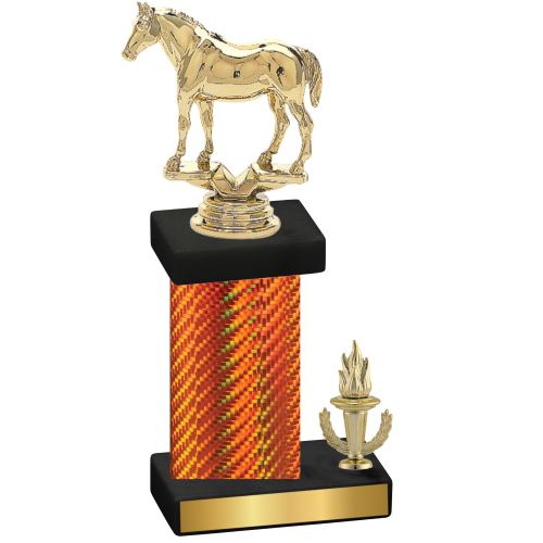 Accented Single Orange Carbon Fiber Victory Horses Trophy